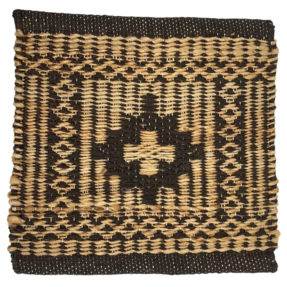 Eliana Tapestry Jute Rug SAMPLE / Placemat Handmade In India 11.75" x 12" NWT